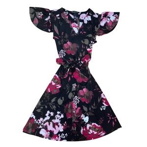 INC - Black Floral Flow Dress (Petite)